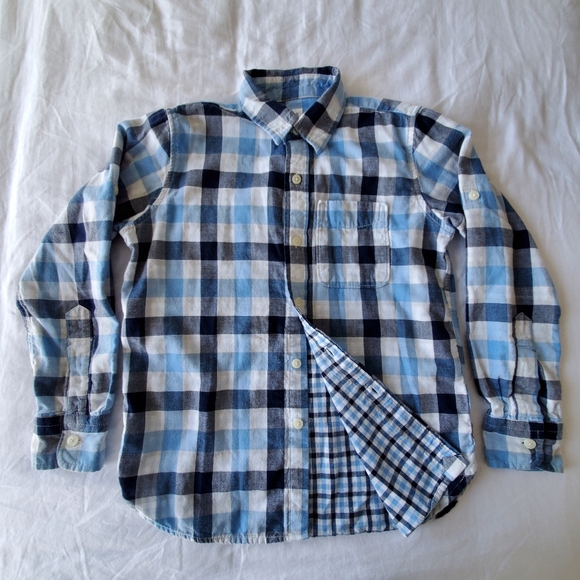 Gap Kids Button-Down Checkered Long Sleeve, Boys, Size M (8) - Picture 2 of 11